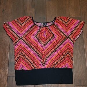 New Directions women's colorful geometric top size 2X